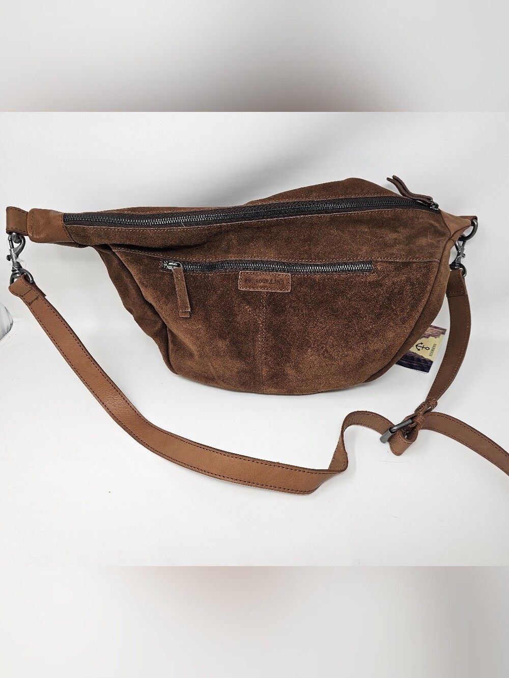 Harbour 2nd NWT Cognac Genuine Suede Leather Hobo Handbag